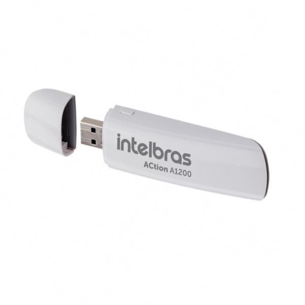 Imagem de Adaptador USB WI-FI AC1200 Action, Branco, A1200  INTELBRAS