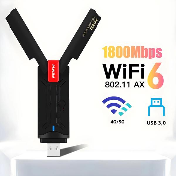 Imagem de Adaptador USB WiFi 6 AX1800 (2.4G/5GHz) - Dual Band - MT7921 para PC e Laptop