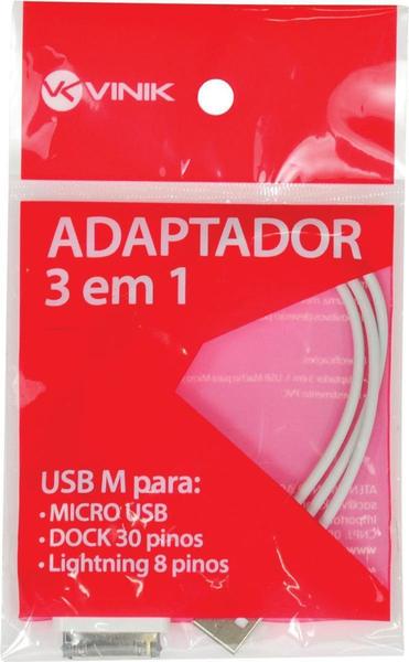 Imagem de Adaptador USB X Micro USB/LIGHTNING/DOCK 3 em 1 - USB-ALL - Vinik