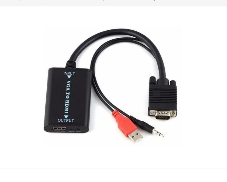 Imagem de Adaptador Vga Para Hdmi Com Audio P2 Cabo Conversor