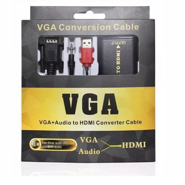 Imagem de Adaptador Vga Para Hdmi Com Audio P2 Cabo Conversor