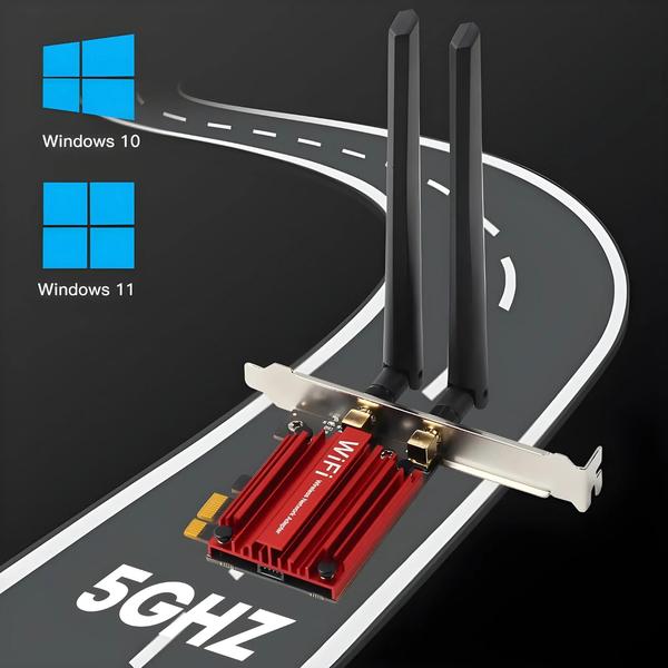 Imagem de Adaptador Wi-Fi 6 PCIe 1800Mbps Dual Band com Bluetooth 5.2 - MT7921 - Windows 10