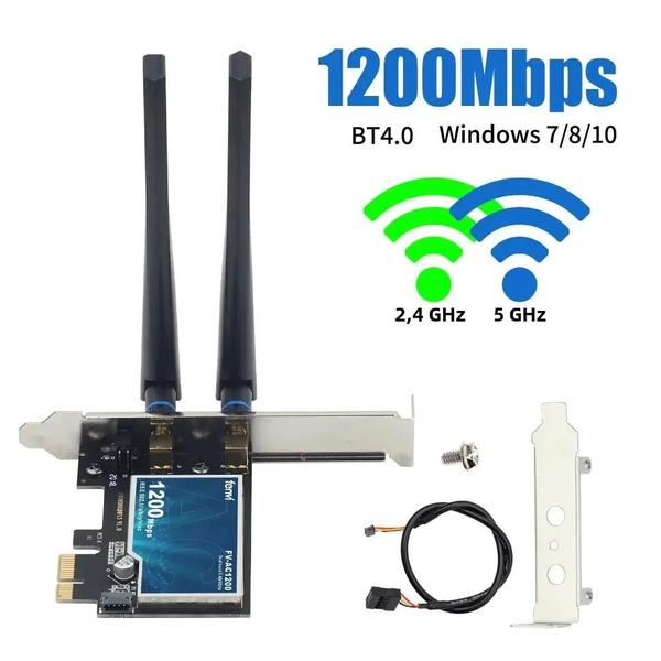 Imagem de Adaptador Wi-Fi Fenvi AC1200 Dual Band 2.4G/5GHz PCI-E - para Desktop e Notebook