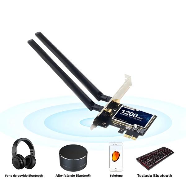 Imagem de Adaptador WiFi PCI-e 1200Mbps Dual Band 802.11ac com Bluetooth 4.0 para Desktop (Win 7)