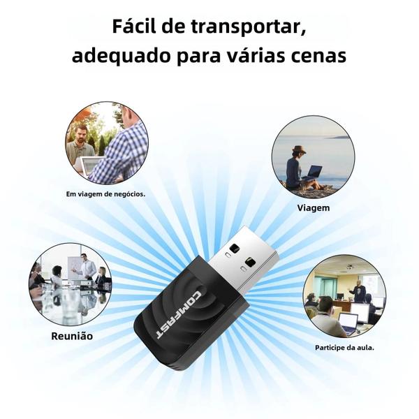 Imagem de Adaptador WiFi USB 3.0 de Banda Dupla 1300Mbps (2.4G/5GHz) - 802.11ac