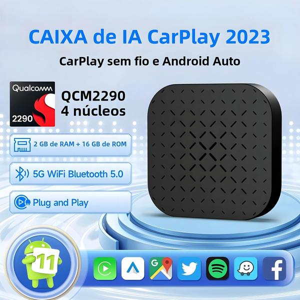 Imagem de Adaptador Wireless CarPlay e Android Auto para Carro Kia - com Atualização Online e YouTube