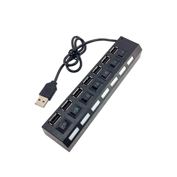 Imagem de Adaptadores Usb Cabo Hub 2.0 7 Portas Com Led E Entrada