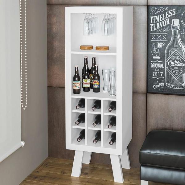 Adega Aberta para 9 Garrafas Sala com Prateleira Branco - Tecnomobili Imagem de Adega Aberta para 9 Garrafas Sala com Prateleira Branco