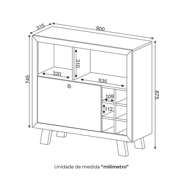 Imagem de Adega Bar Grande para Sala de Estar Decorativa AD5002 MDP Branco G69 - Gran Belo