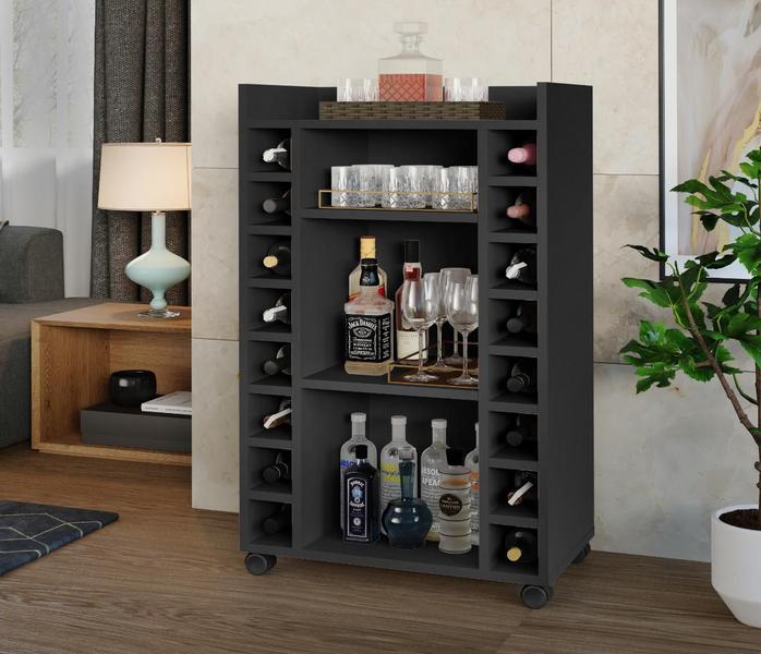 Adega Bar para 16 Garrafas Belgica Preto - Rede Móveis Imagem de Adega Bar para 16 Garrafas Belgica Preto - Rede Móveis