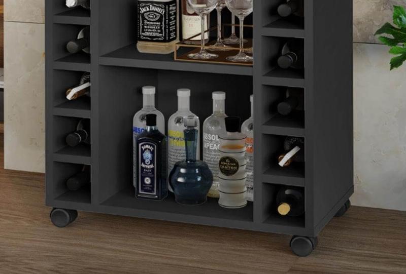 Adega Bar para 16 Garrafas Belgica Preto - Rede Móveis Imagem de Adega Bar para 16 Garrafas Belgica Preto - Rede Móveis