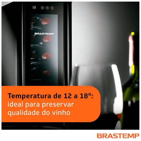 Imagem de Adega Brastemp com Termômetro digital e Iluminação LED 12 Garrafas Preto 220V/110V