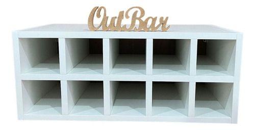 Imagem de Adega Com 10 Nichos Para Garrafas Vinho Suporte Cozinha Decorativo Mini Bar 54,5x22,5x30cm Preto