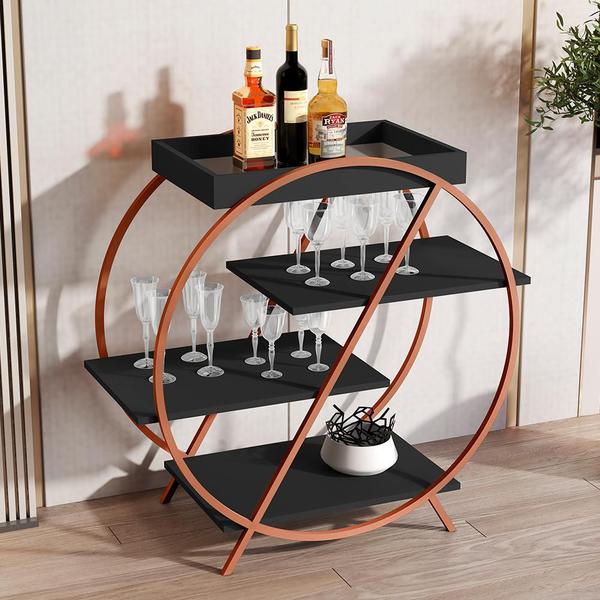Adega com 4 Prateleira Encantado Preto Bronze - CasaH Imagem de Adega com 4 Prateleira Encantado Preto Bronze