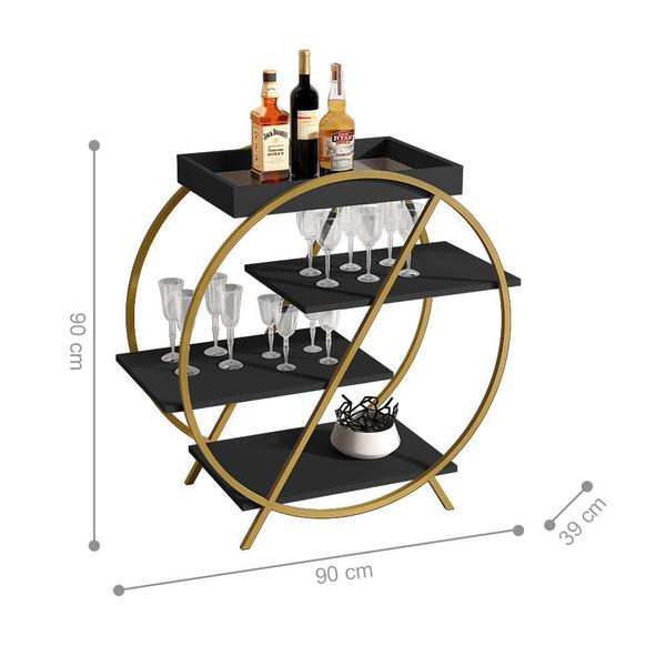 Adega com 4 Prateleira Encantado Preto Dourado - CasaH Imagem de Adega com 4 Prateleira Encantado Preto Dourado