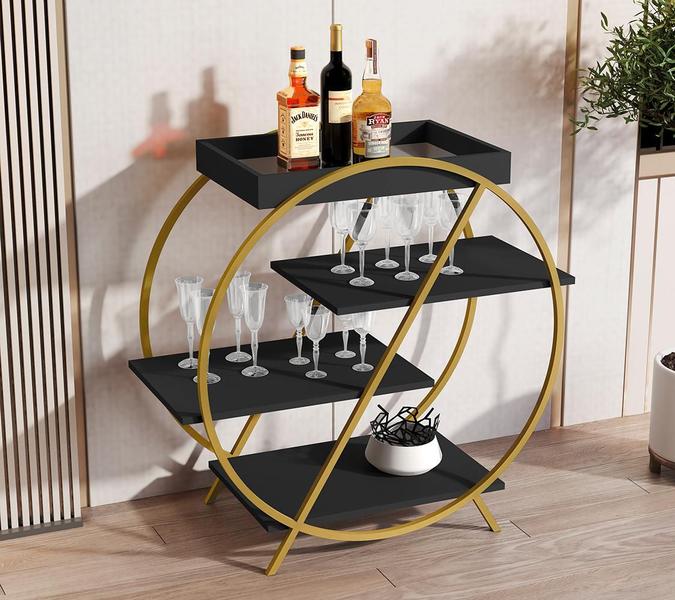 Adega com 4 Prateleira Encantado Preto Dourado - CasaH Imagem de Adega com 4 Prateleira Encantado Preto Dourado