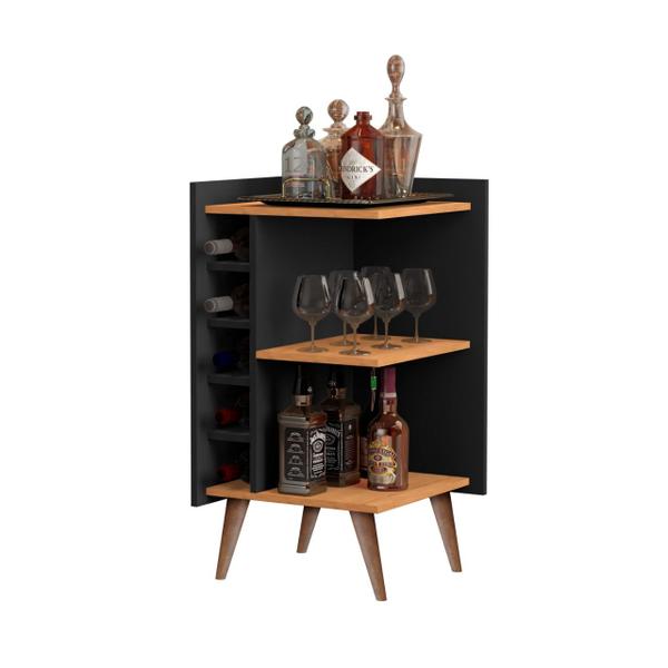 Adega De Canto Malbec cor Preto/Nature - Comprar Móveis em Casa Imagem de Adega De Canto Malbec cor Preto/Nature