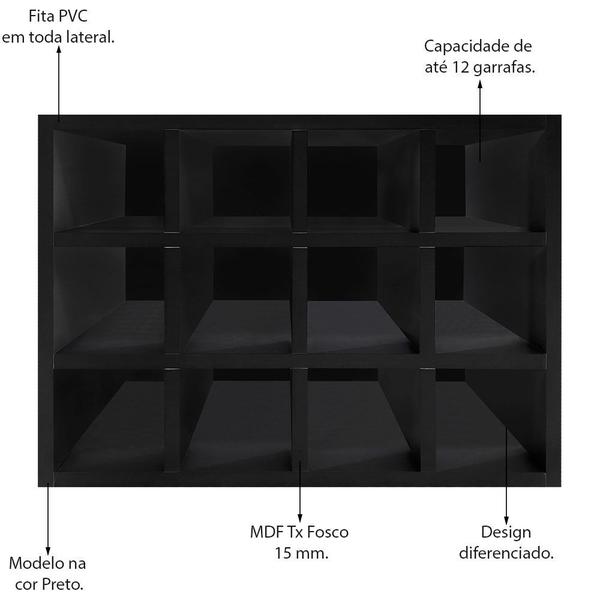 Adega MDF Suporte Nicho De 12 Garrafas Vinho De Parede - Genus Móveis Imagem de Adega MDF Suporte Nicho De 12 Garrafas Vinho De Parede