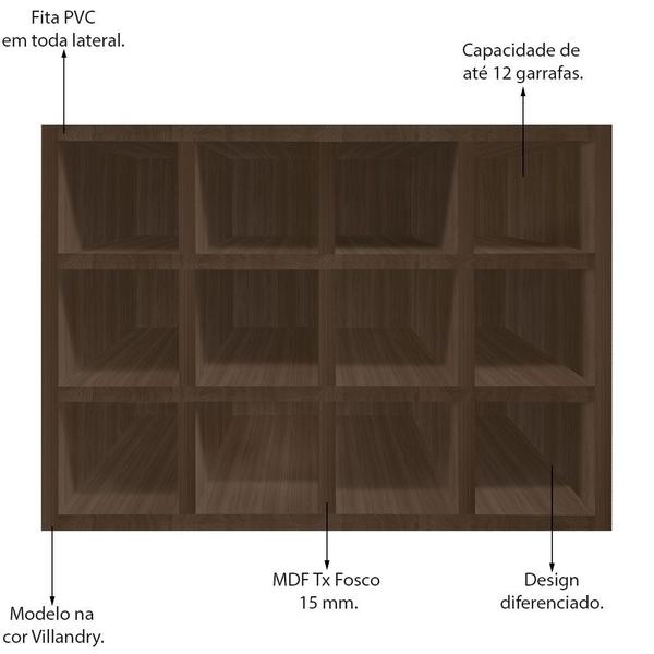 Adega MDF Suporte Nicho De 12 Garrafas Vinho De Parede - Genus Móveis Imagem de Adega MDF Suporte Nicho De 12 Garrafas Vinho De Parede