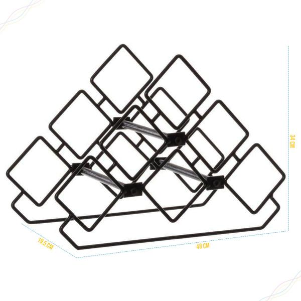 Imagem de Adega Organizadora Decorativa Metálica de Bancada Triangular até 6 Garrafas