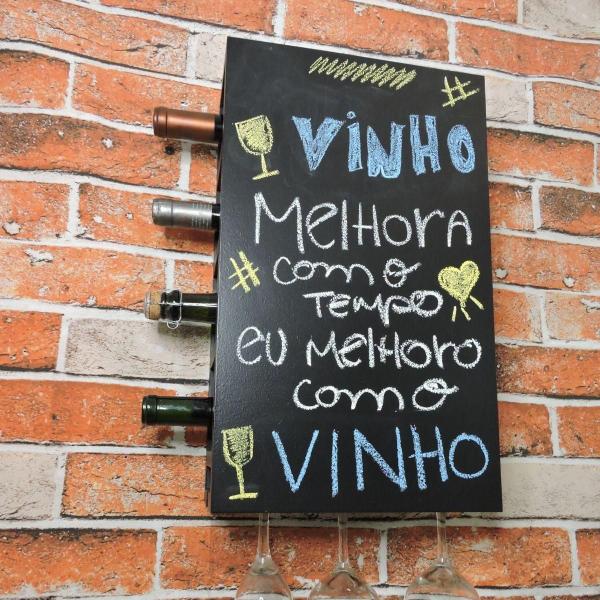 Imagem de Adega Parede Vinho Vinhos Barzinho Decoração Lousa Preto Mdf