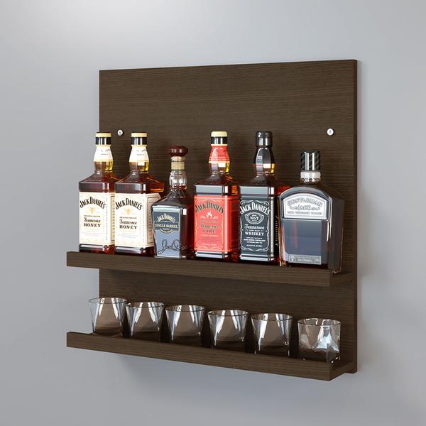 Adega Pequim Barzinho parede suspenso sala churrasco porta copo whiskies garrafas MDF 67,5x60 - LAGA DECOR Imagem de Adega Pequim Barzinho parede suspenso sala churrasco porta copo whiskies garrafas MDF 67,5x60