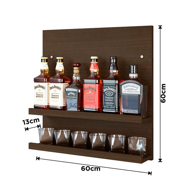 Adega Pequim Barzinho parede suspenso sala churrasco porta copo whiskies garrafas MDF 67,5x60 - LAGA DECOR Imagem de Adega Pequim Barzinho parede suspenso sala churrasco porta copo whiskies garrafas MDF 67,5x60