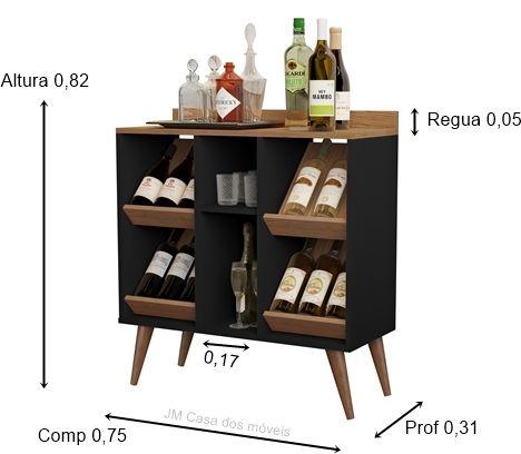 Imagem de Adega Petrus Plus pés palito cor Preto / Freijó - Comprar Moveis para sua Casa