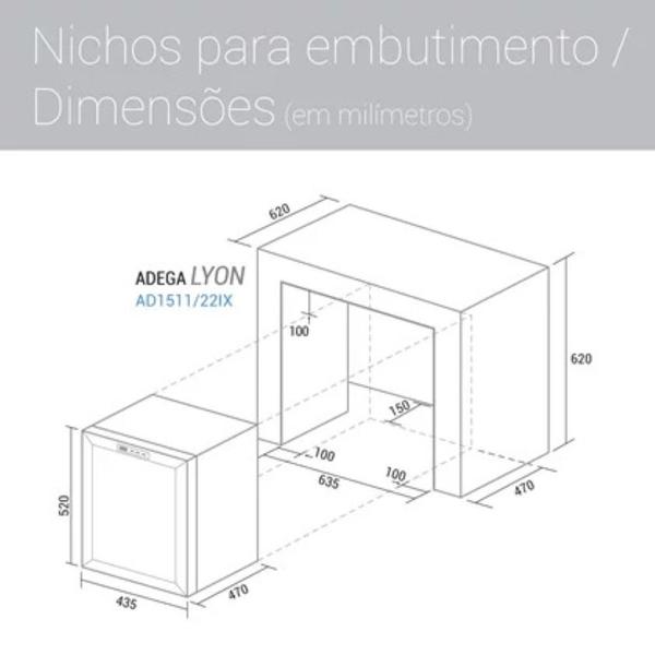 Imagem de Adega Suggar Lyon 13 Garrafas Preta Inox 110V AD1511IX