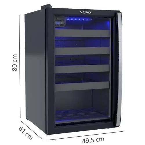 Imagem de Adega Venax 24 Garrafas com Porta de Alumínio, Led Azul e Porta Invertida Preto 220V