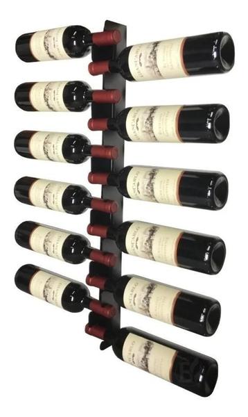 Imagem de Adega Vertical Suporte Vinho Parede 12 Garrafas - Preto