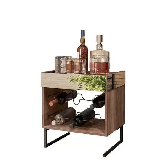 Adega Vinho Aurora Espelhada 6 Garrafas Pés Metálicos Estilo Industrial Cor Demolição com Preto - Tenda House - Dream Home Imagem de Adega Vinho Aurora Espelhada 6 Garrafas Pés Metálicos Estilo Industrial Cor Demolição com Preto - Tenda House