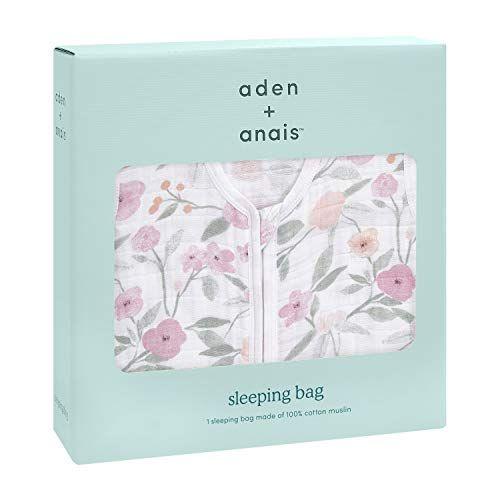 Imagem de aden + anais saco de dormir do bebê, 100% algodão Muslin, cobertor de Swaddle vestível para meninas e meninos, saco de dormir recém-nascido, respirável e leve, TOG Rating 1.0, Mon Fleur, Pequeno, 0-6 meses