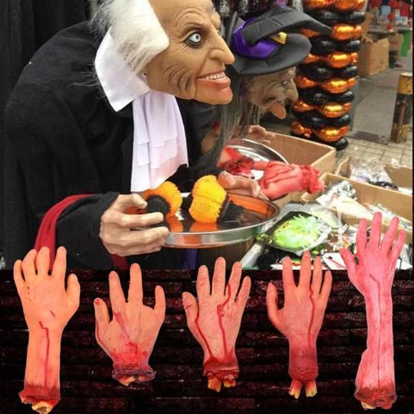 Imagem de Adereços de Halloween: Braço, Mão e Pé Mortos - Decoração para Casa Assombrada