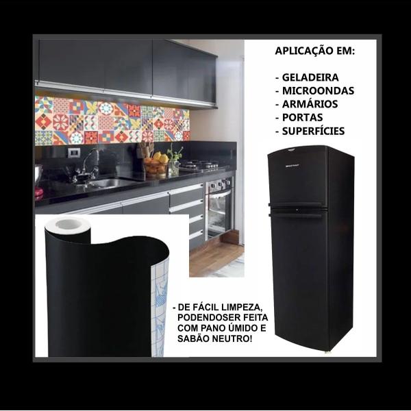 Imagem de Adesivo Blackout Preto Fosco Porta Janela Decoração Móveis Armário Geladeira Contact Opaco 45cmx10m