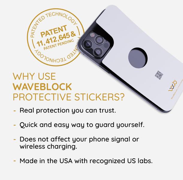 Imagem de Adesivo bloqueador de EMF WaveBlock para iPhone 15 PRO branco