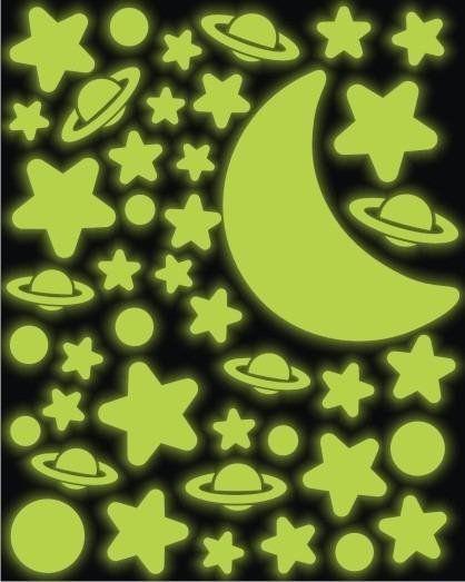 Adesivo Brilha No Escuro - Galáxia - Estrelas - Planetas Lua - Micro Oficina Imagem de Adesivo Brilha No Escuro - Galáxia - Estrelas - Planetas Lua