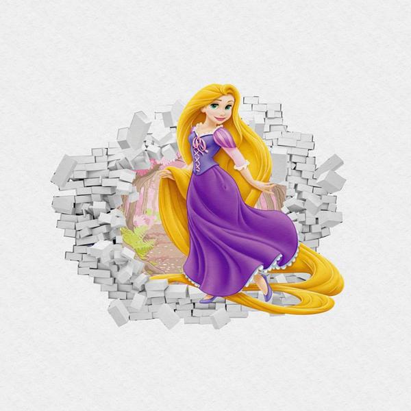 Imagem de Adesivo Buraco na Parede Recortado Princesa Rapunzel PPDAD016