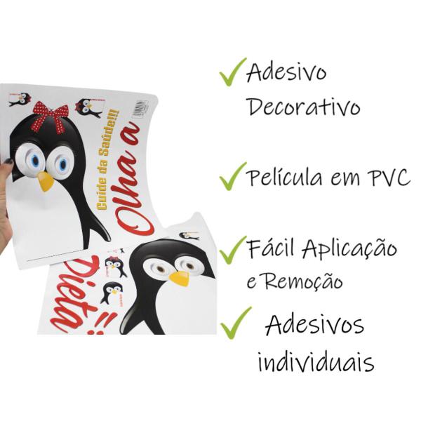 Imagem de Adesivo Casal de Pinguins de Geladeira Olha a Dieta!