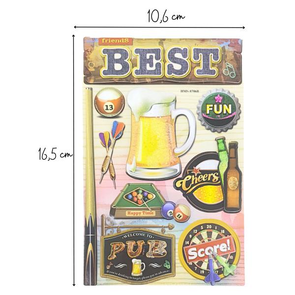 Imagem de Adesivo Chipboard Scrapbook 3D Glitter Pub Cerveja