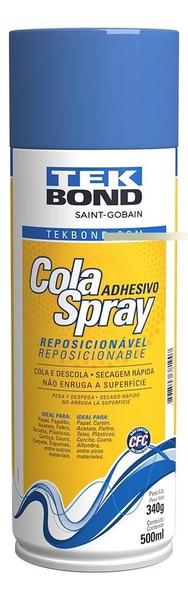 Imagem de Adesivo Cola Spray Tek Bond Reposicionavel Sublimação 500ml