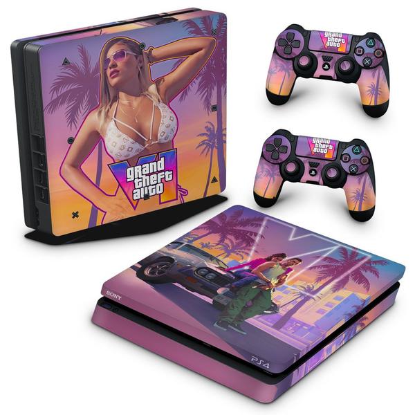 Imagem de Adesivo Compatível PS4 Slim Skin - GTA 6 VI