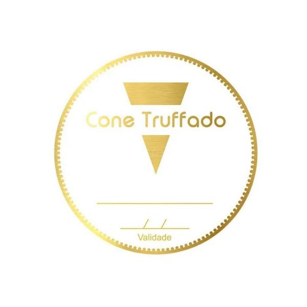 Imagem de Adesivo "Cone Trufado" com Validade - Hot Stamping - Dourado - 1 Pct. c/ 50 unds. - Stickr - Rizzo