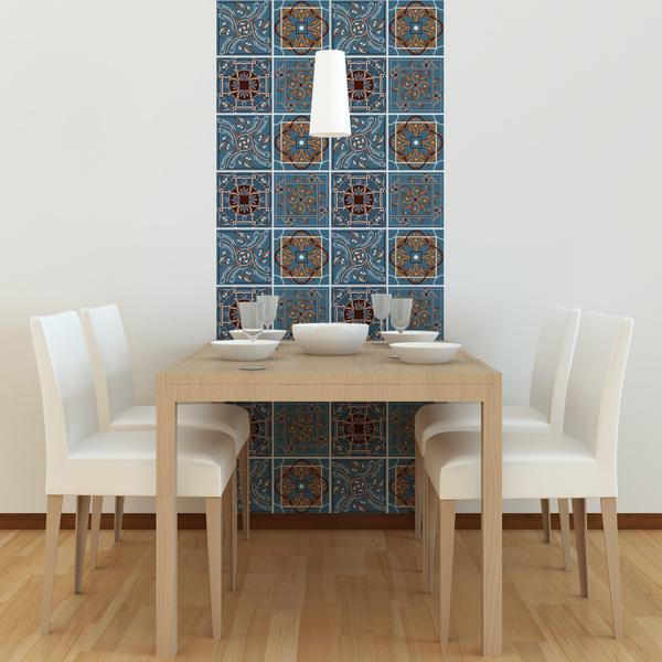 Adesivo de Azulejo Azul Vitoriano 15x15 cm com 36un - Quartinhos Imagem de Adesivo de Azulejo Azul Vitoriano 15x15 cm com 36un