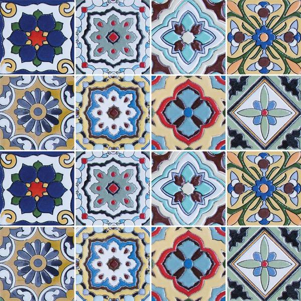 Imagem de Adesivo de Azulejo - Ladrilho Hidráulico - 10cm x 10cm - 16un - 317Azpe