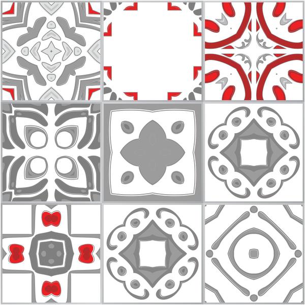 Imagem de Adesivo de Azulejo Vermelho Cinza Vigo 10x10 cm 100un