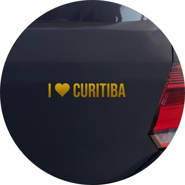 Imagem de Adesivo de Carro Eu Amo Curitiba - I Love Curitiba - Cor Dourado