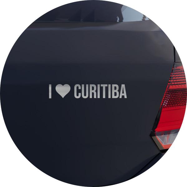 Imagem de Adesivo de Carro Eu Amo Curitiba - I Love Curitiba - Cor Prata