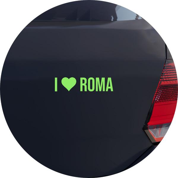 Imagem de Adesivo de Carro Eu Amo Roma - I Love Roma - Cor Verde Claro