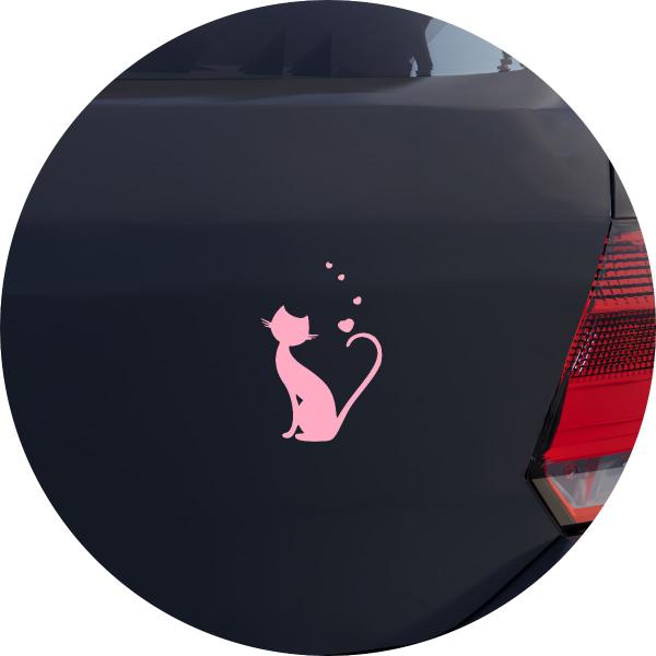 Imagem de Adesivo de Carro Gato Negro Love Amor - Cor Rosa Claro